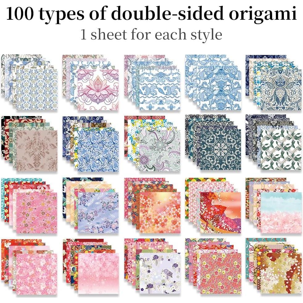 Kit de Papel de Origami Doble Cara 100 Hojas 15x15cm Mifuner