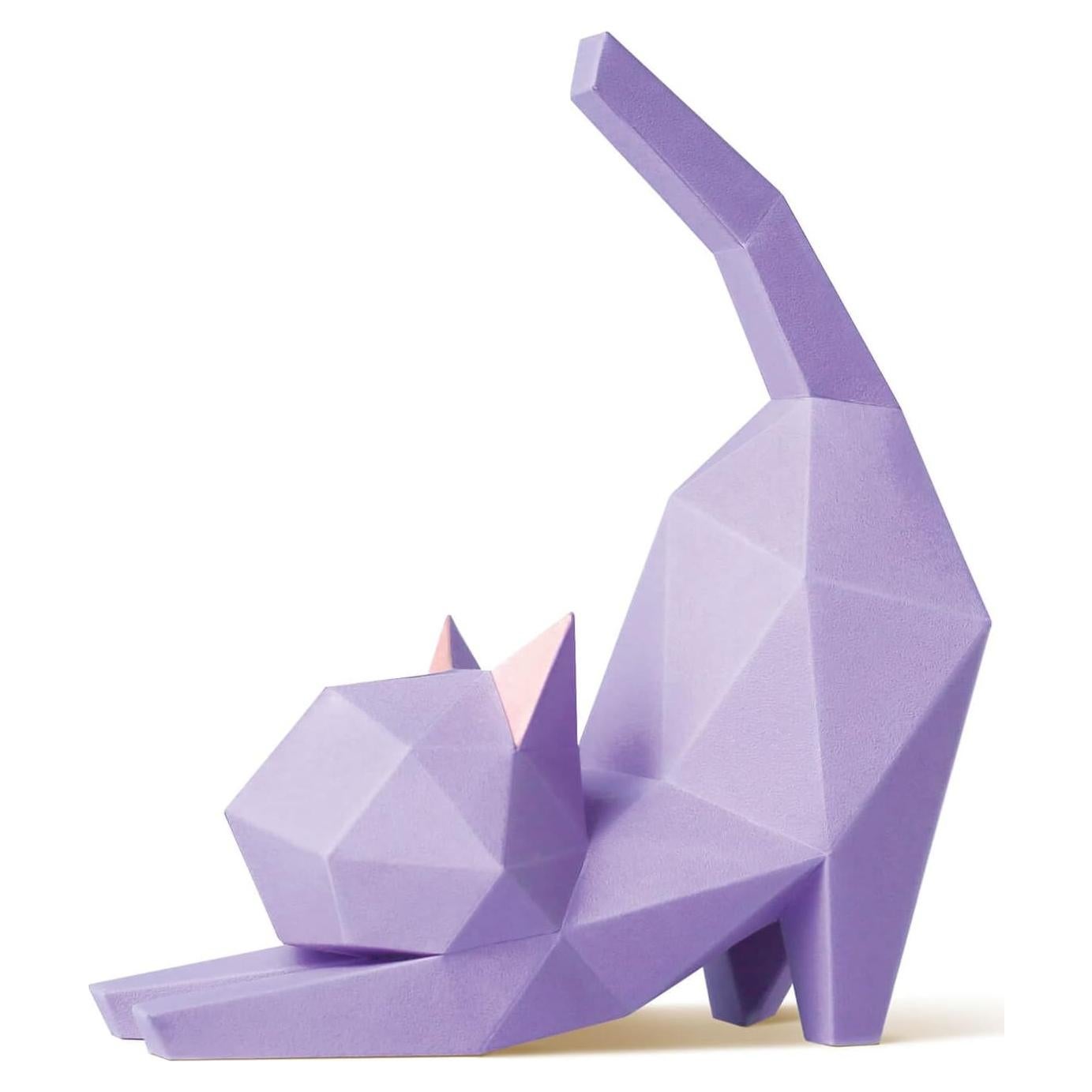 Kit de Papiroflexia 3D Gatito de Yoga Morado - ORIGAMIPLANET