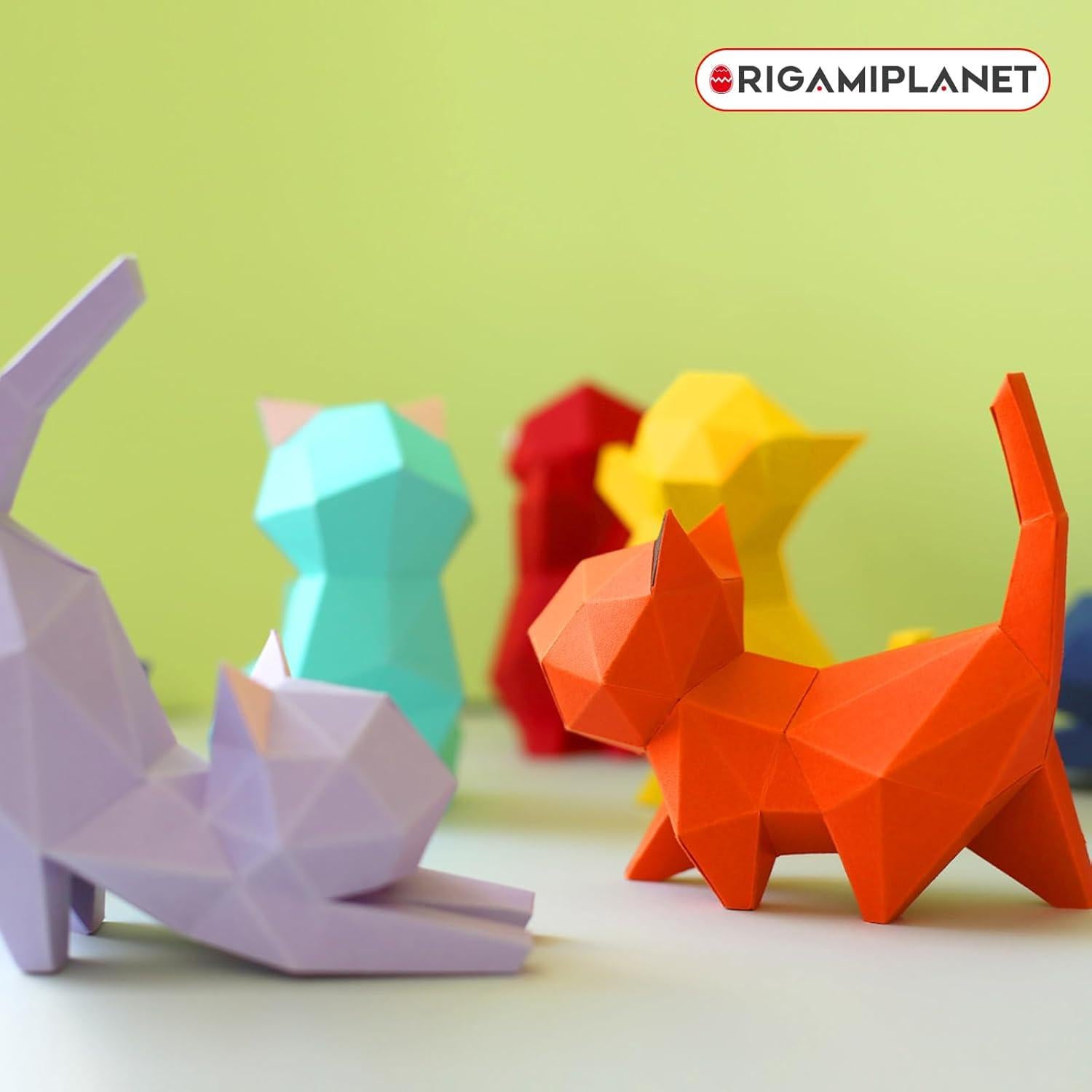 Kit de Papiroflexia 3D Gatito de Yoga Morado - ORIGAMIPLANET