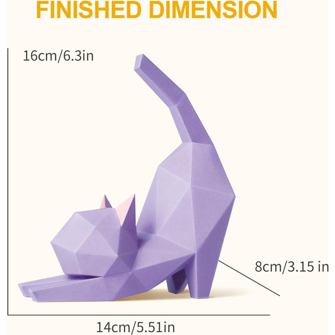 Kit de Papiroflexia 3D Gatito de Yoga Morado - ORIGAMIPLANET