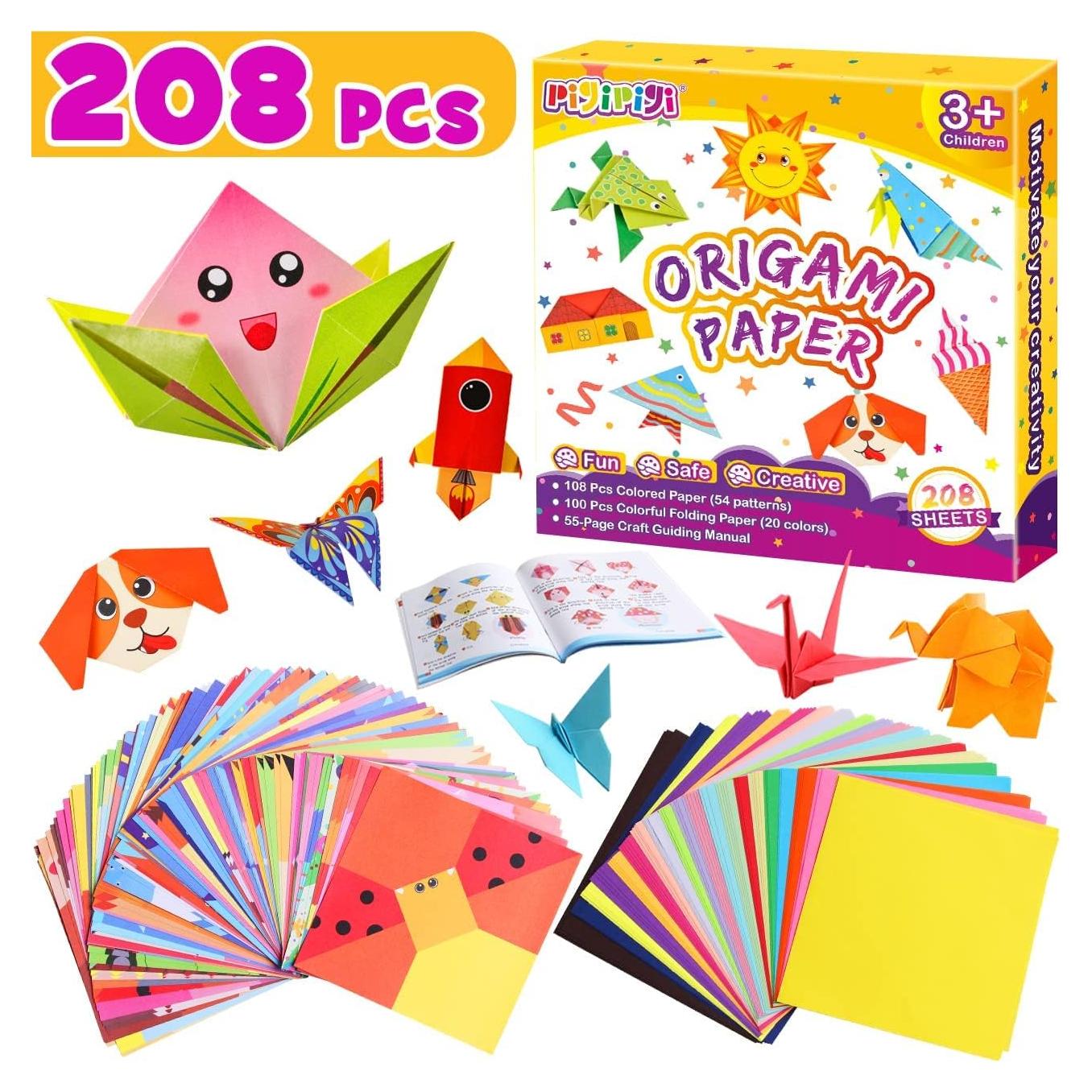 Kit de Origami Colorido pigipigi - 208 Hojas para Niños