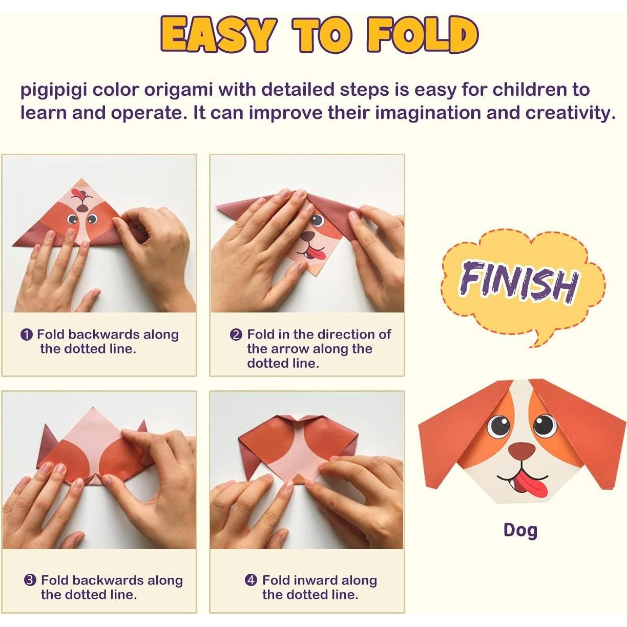 Kit de Origami Colorido pigipigi - 208 Hojas para Niños