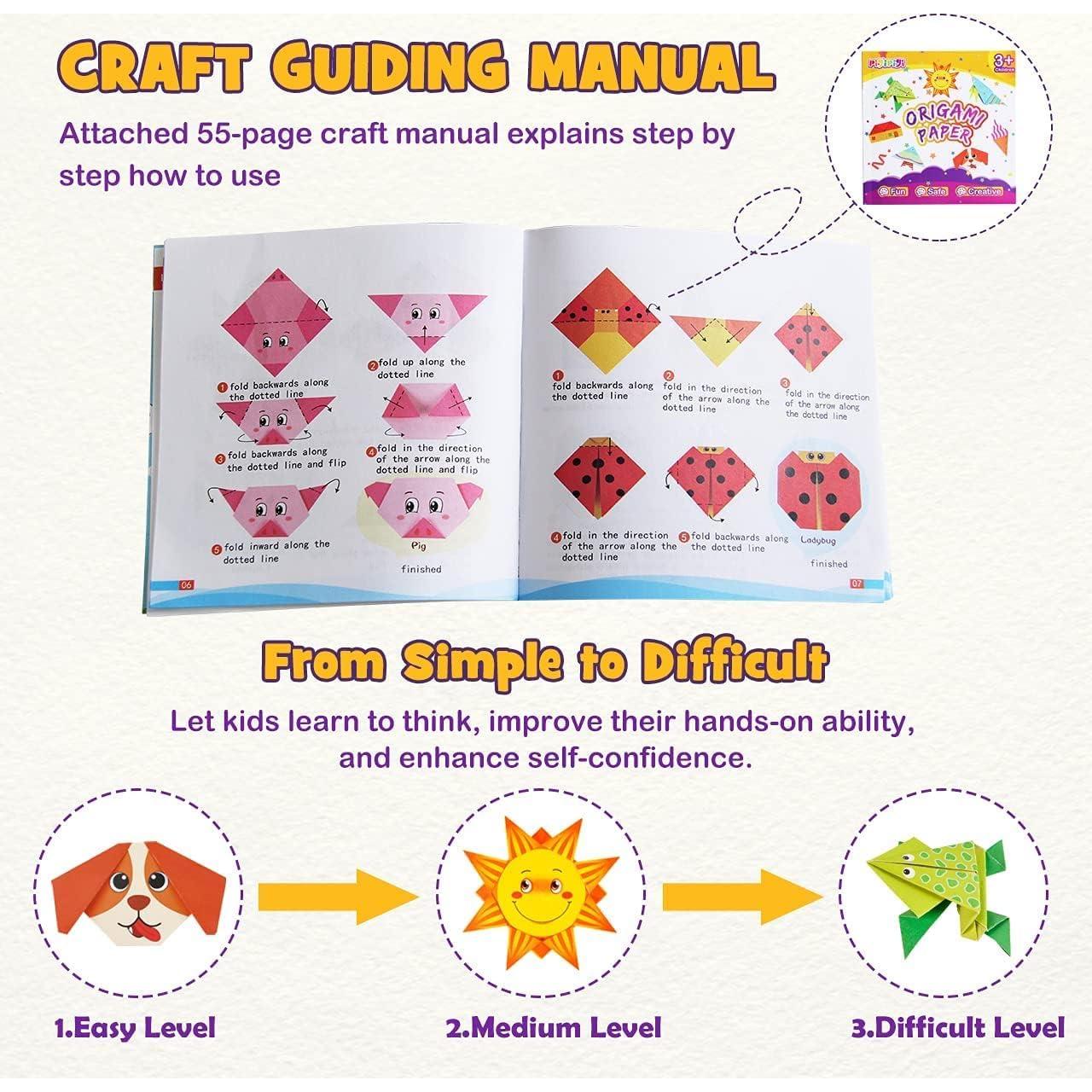 Kit de Origami Colorido pigipigi - 208 Hojas para Niños