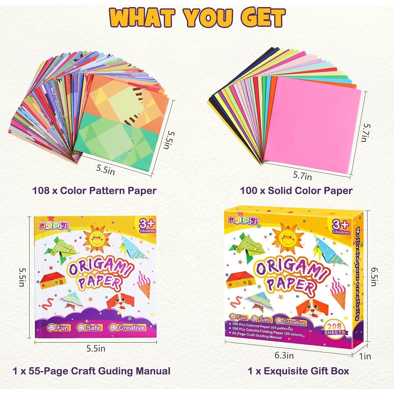 Kit de Origami Colorido pigipigi - 208 Hojas para Niños