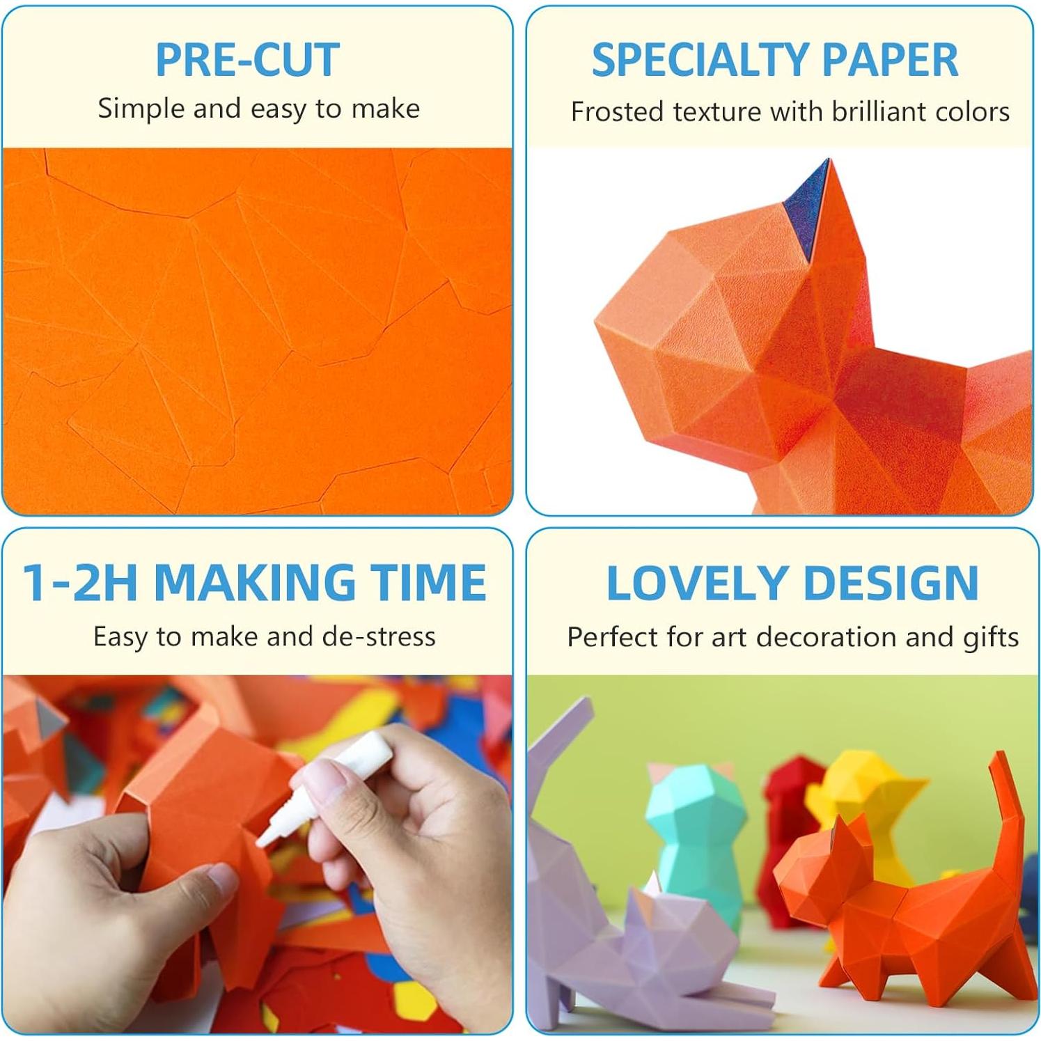 Kit de Manualidades Origami 3D Gatito Caminante Naranja ORIGAMIPLANET
