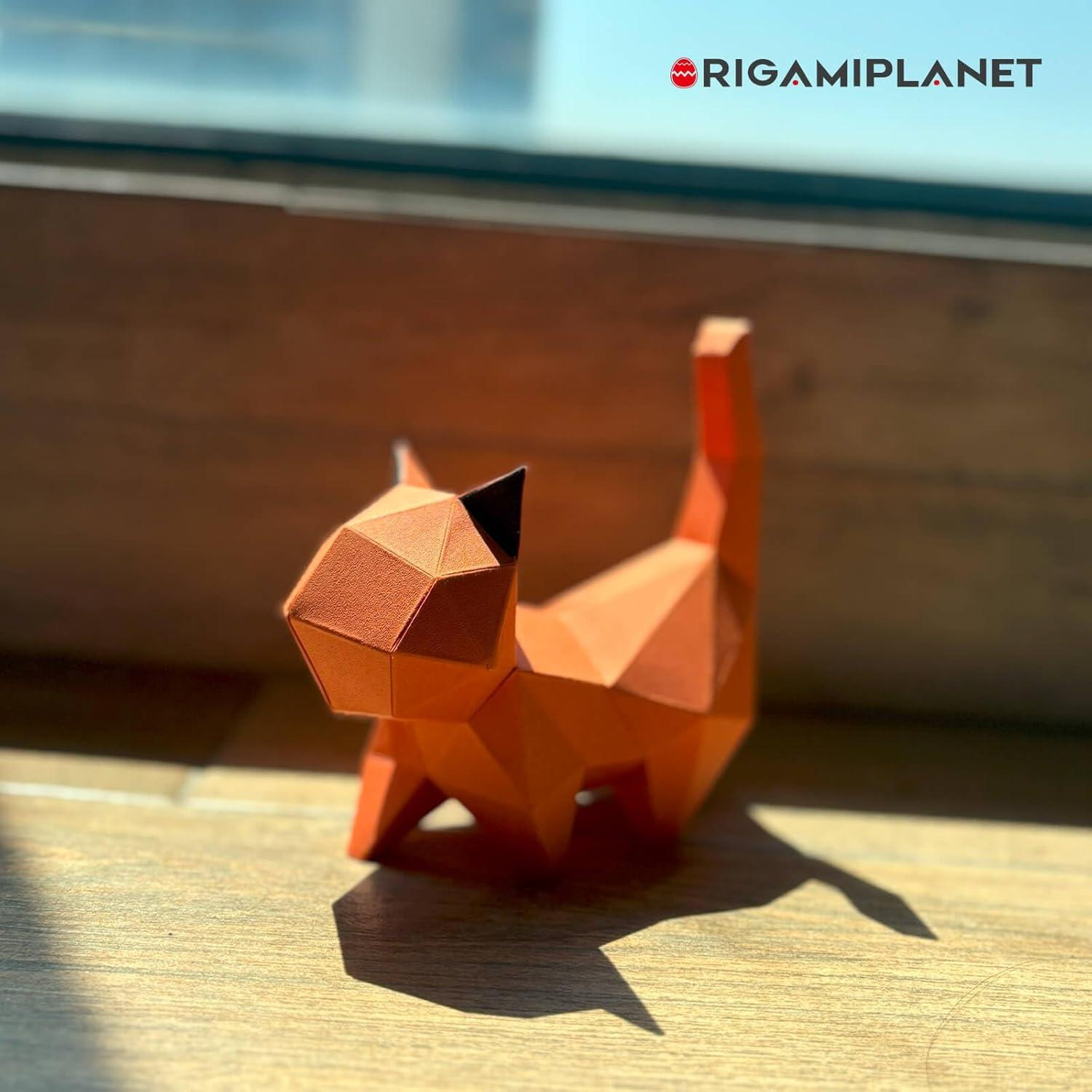 Kit de Manualidades Origami 3D Gatito Caminante Naranja ORIGAMIPLANET