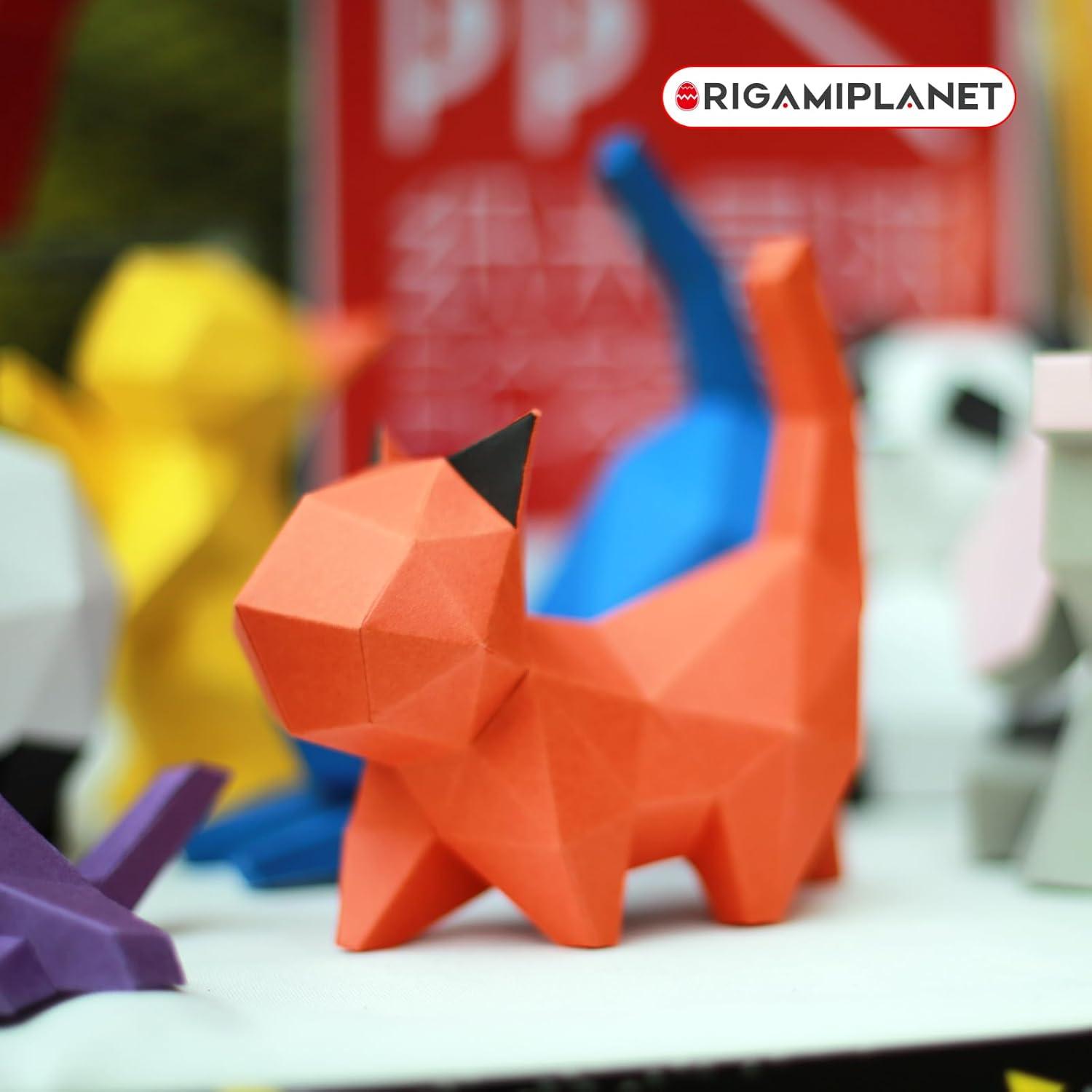 Kit de Manualidades Origami 3D Gatito Caminante Naranja ORIGAMIPLANET