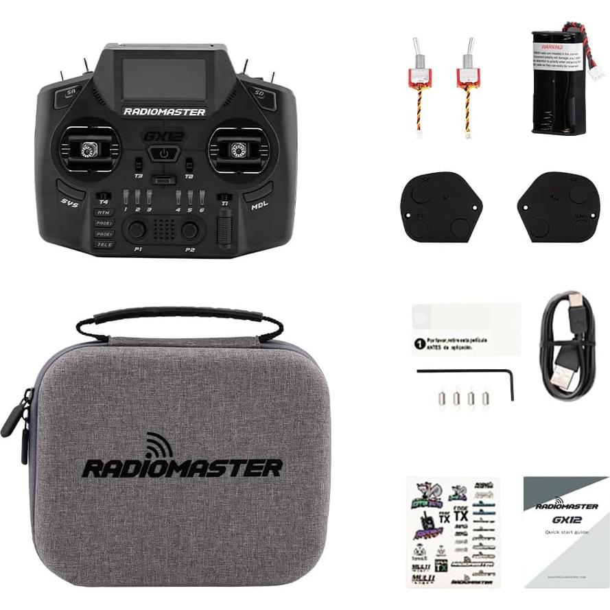 Controlador de Radio Radiomaster GX12 ELRS 2 Doble Banda 1000Hz