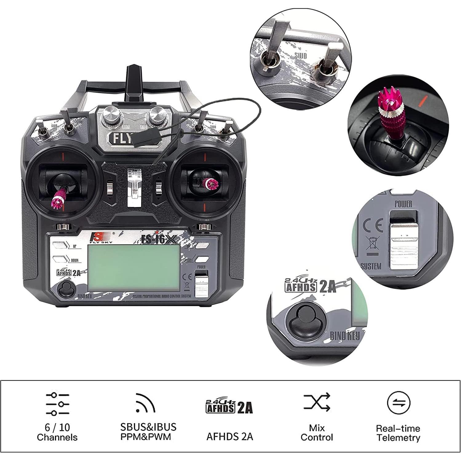 Transmisor y receptor RC Alaohu FS-i6X y FS-iA6B 10CH 2.4GHz