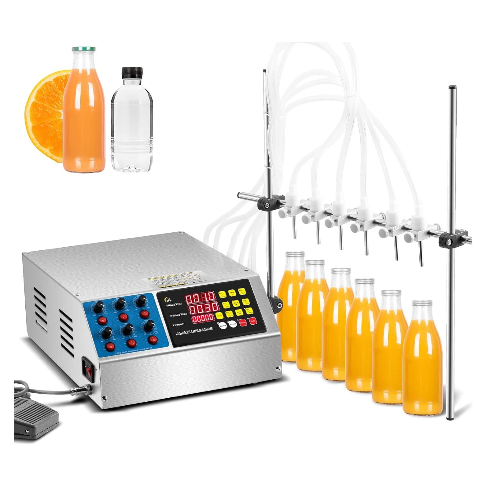 Máquina de Llenado de Líquidos Automática 6 Cabezas 2-135 Oz