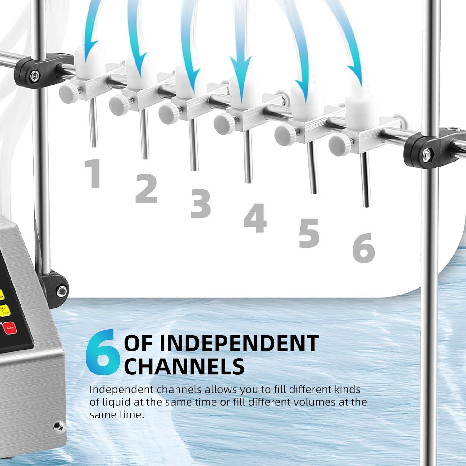 Máquina de Llenado de Líquidos Automática 6 Cabezas 2-135 Oz