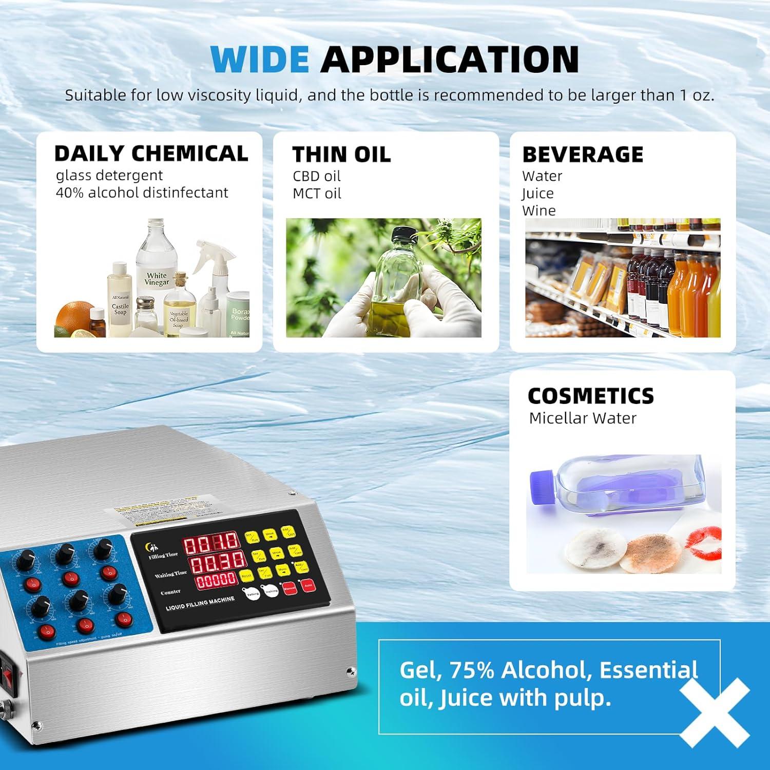 Máquina de Llenado de Líquidos Automática 6 Cabezas 2-135 Oz