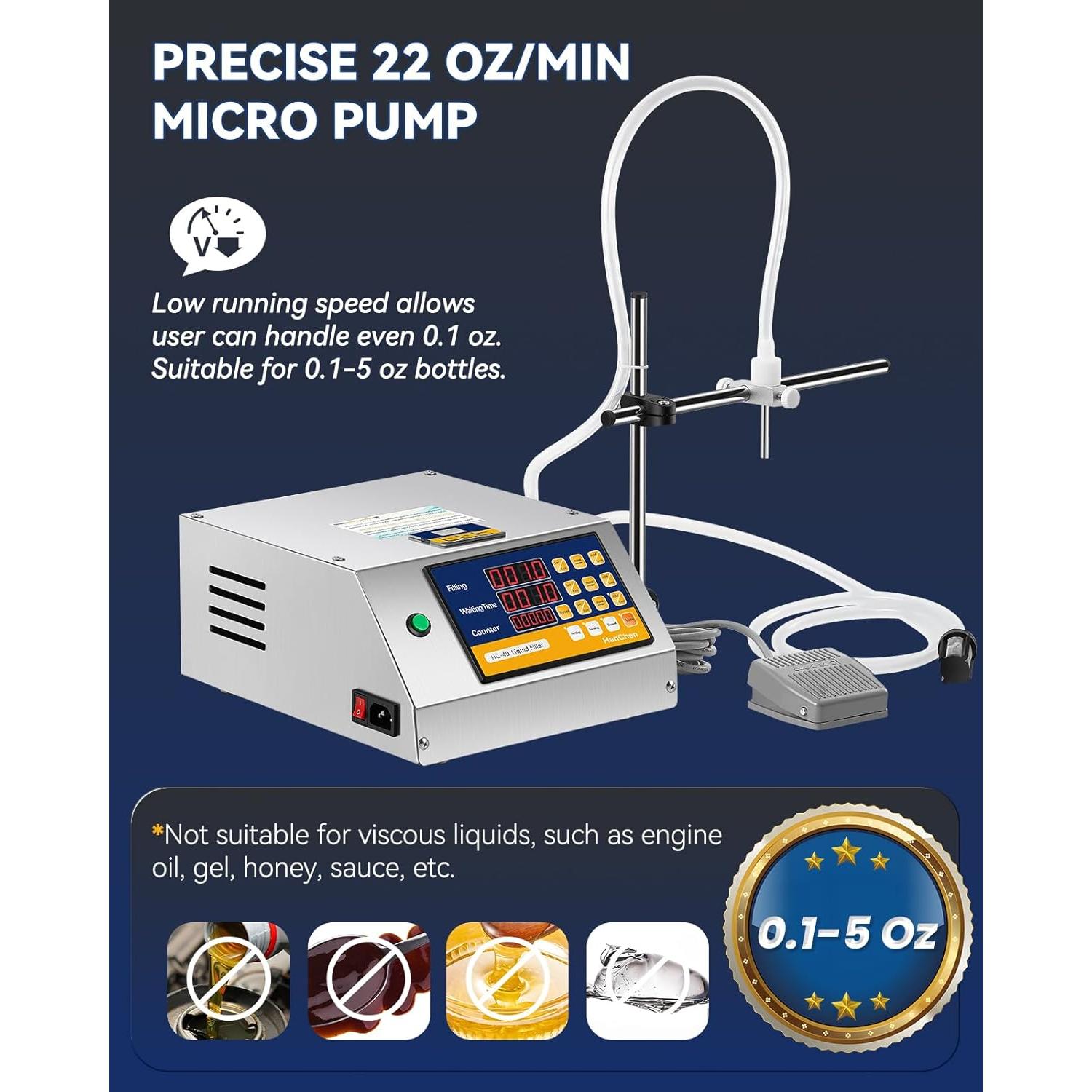 Máquina de Llenado de Líquidos Hanchen 148 ml Bomba Peristáltica