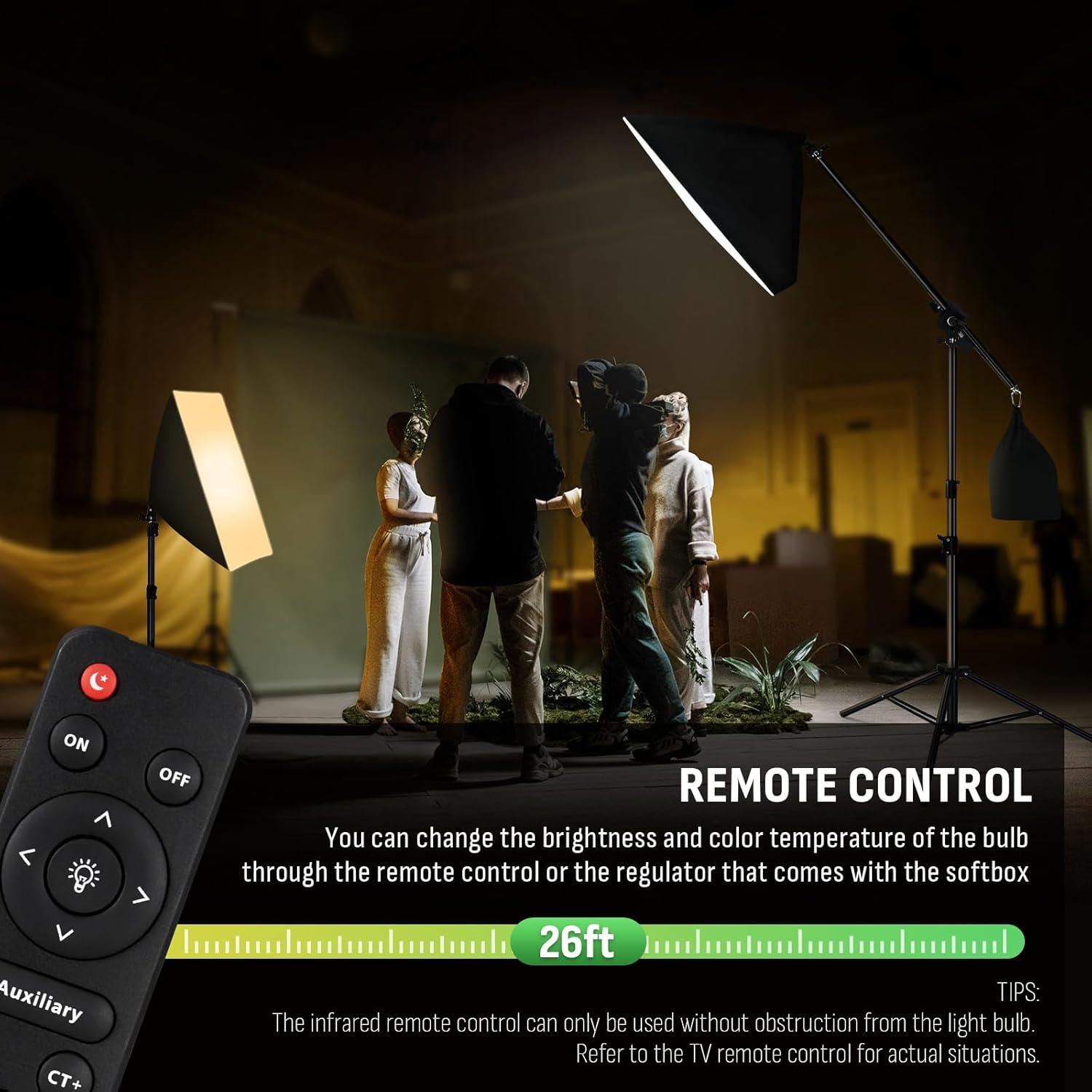 Kit de Iluminación Fotográfica NiceVeedi 85W 2 Softbox 50x71cm