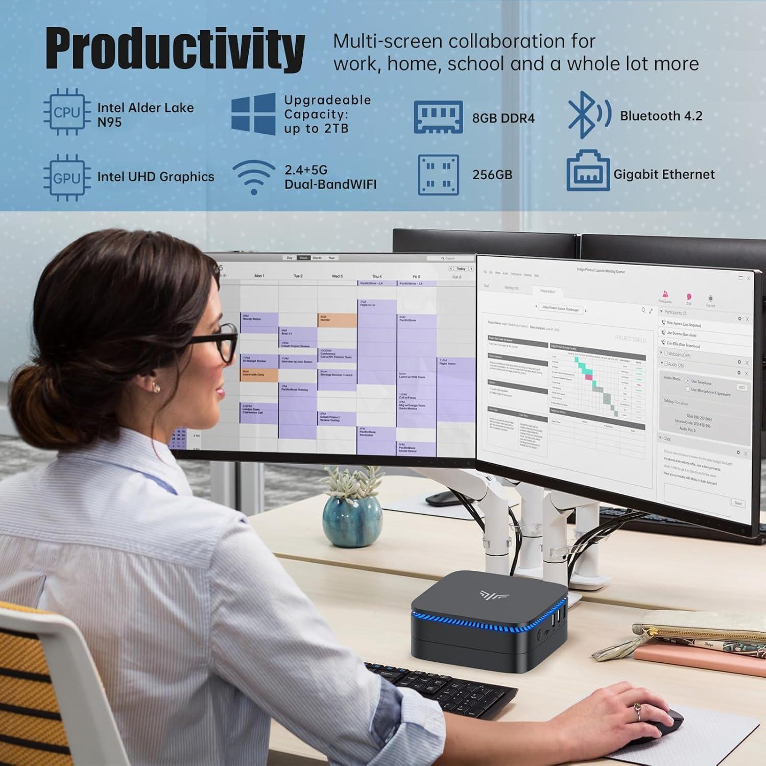 Mini PC KAMRUI AK1PLUS, Intel N95, 8GB RAM, 256GB SSD