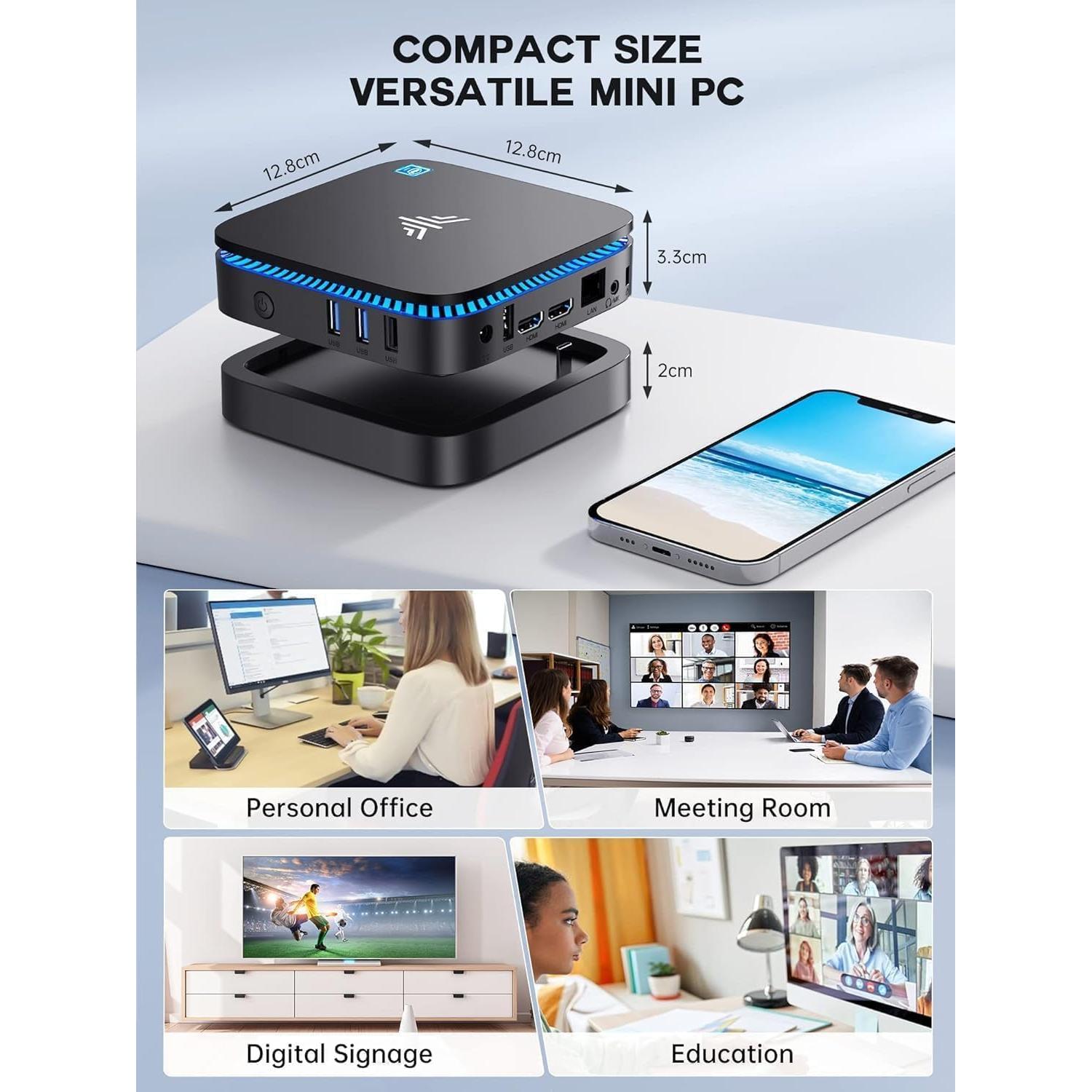 Mini PC KAMRUI AK1PLUS, Intel N95, 8GB RAM, 256GB SSD