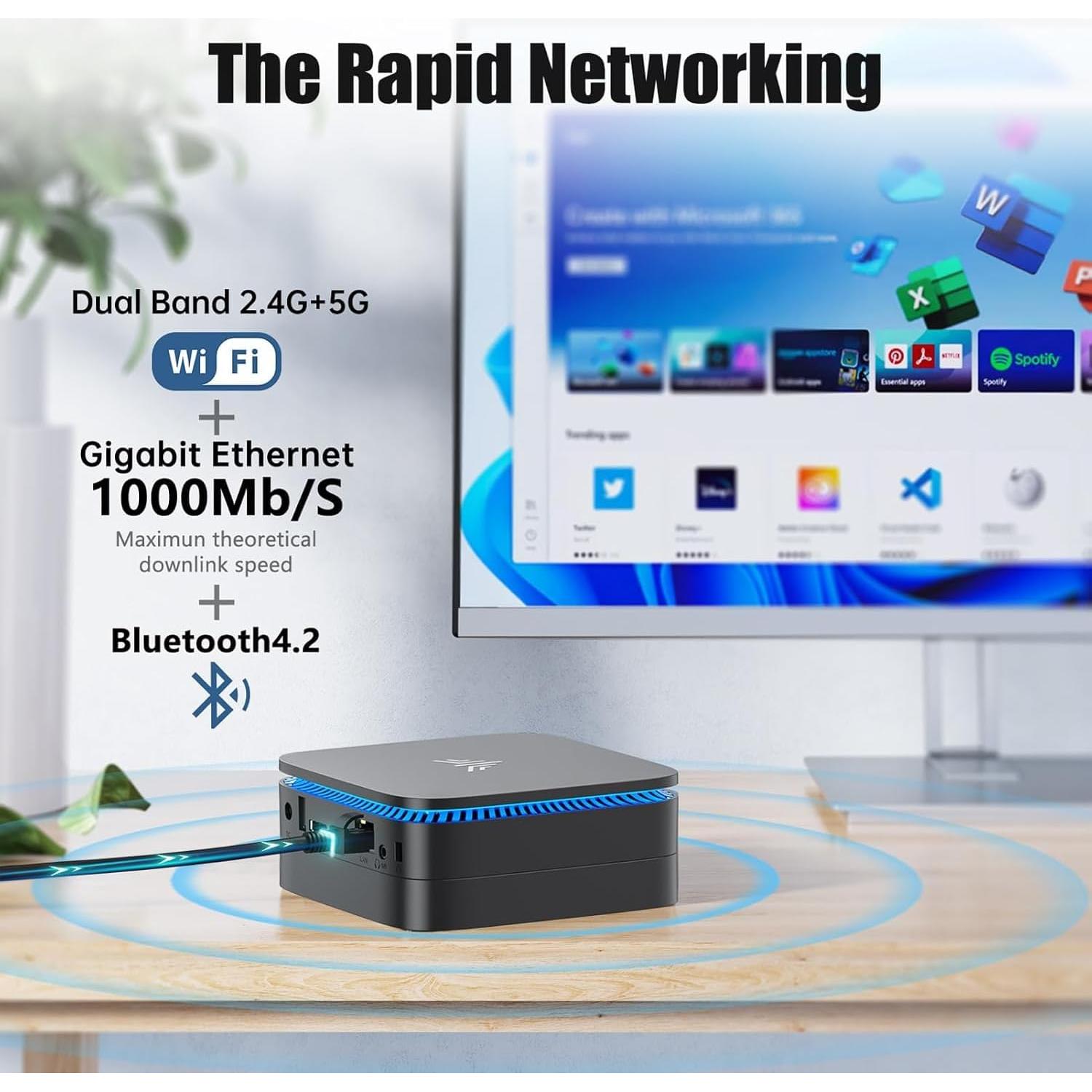 Mini PC KAMRUI AK1PLUS, Intel N95, 8GB RAM, 256GB SSD