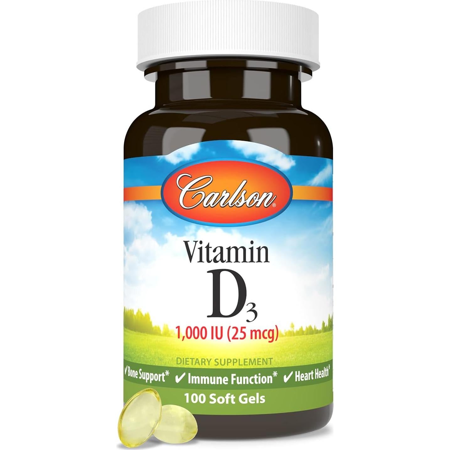 Carlson Vitamina D3 1000 UI 100 Cápsulas Blandas Salud Ósea