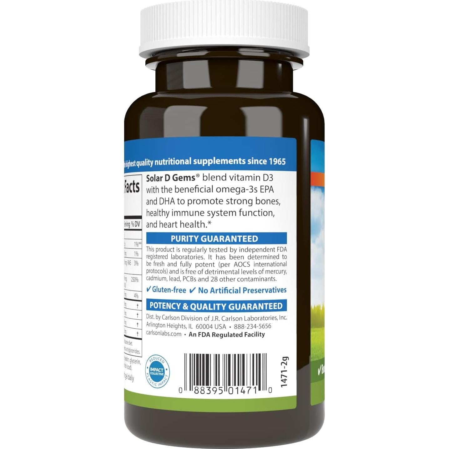 Vitamina D3 Natural Carlson Labs 2000 UI 120 Gelatinas Blandas