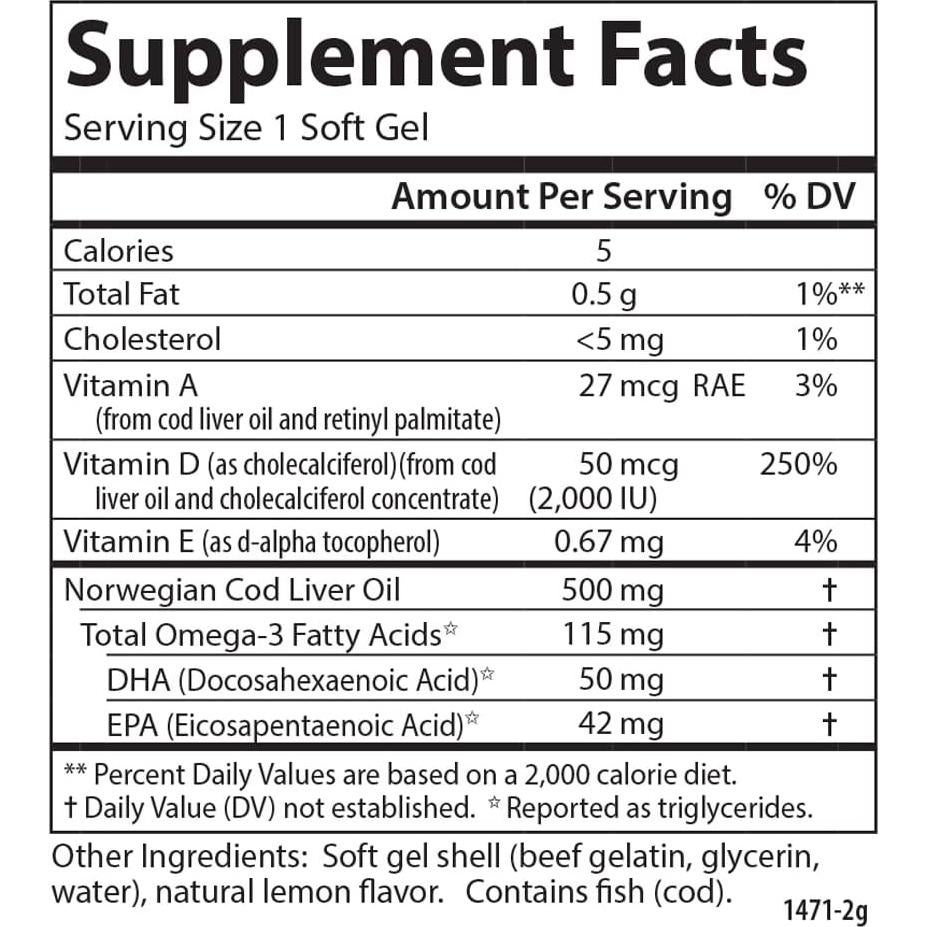Vitamina D3 Natural Carlson Labs 2000 UI 120 Gelatinas Blandas