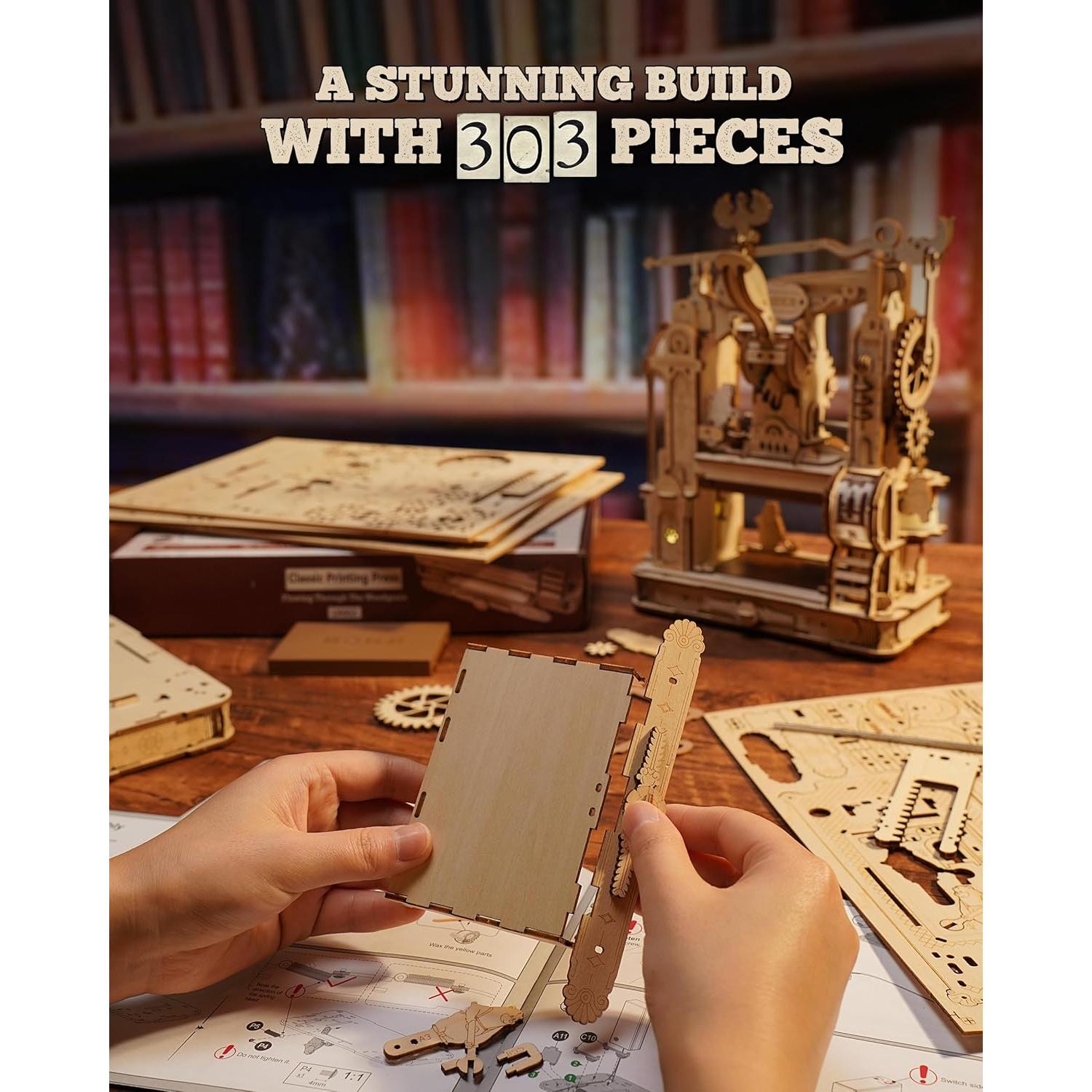 Rompecabezas 3D de Madera ROBOTIME Prensa de Impresión 1.09 kg