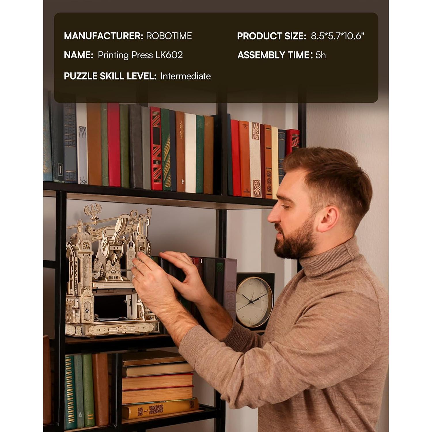 Rompecabezas 3D de Madera ROBOTIME Prensa de Impresión 1.09 kg