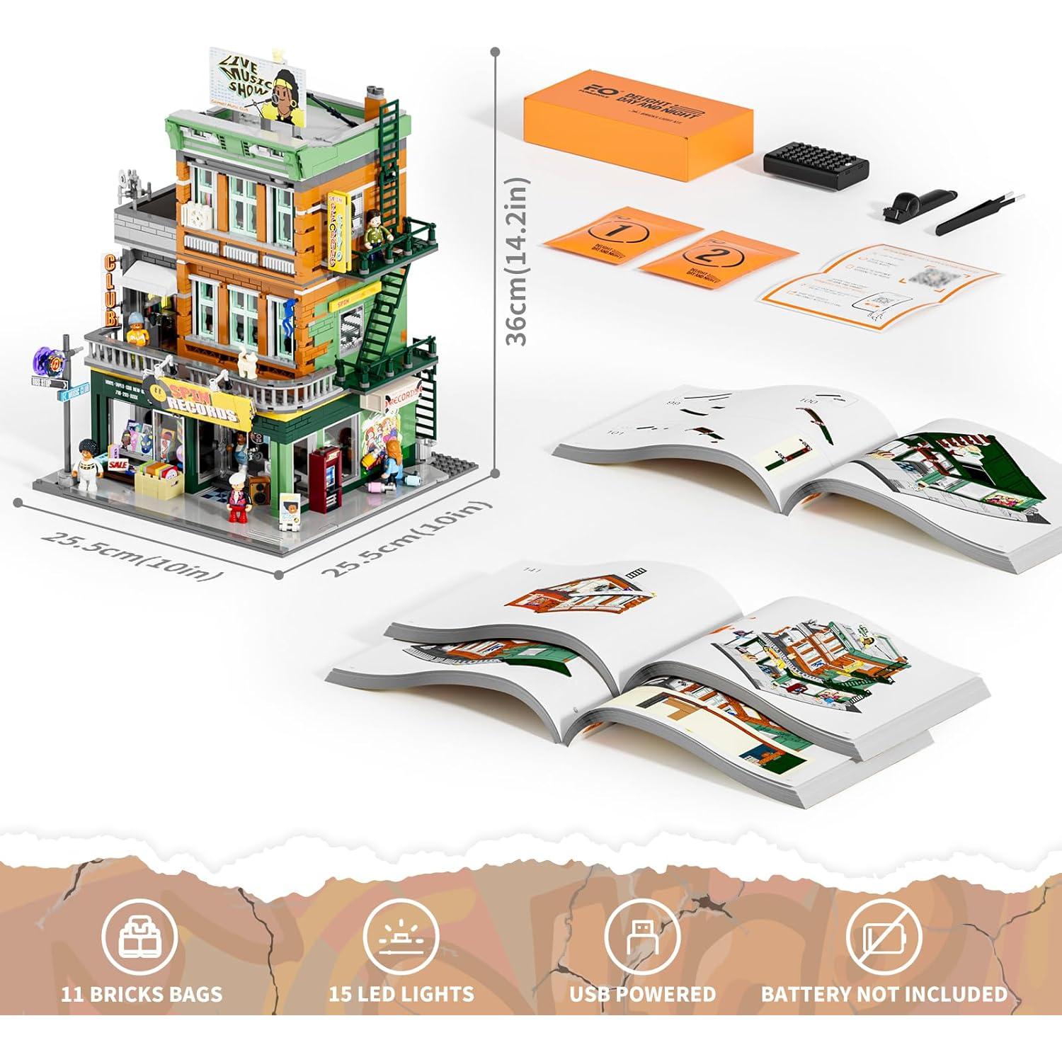 Set de Construcción Tienda de Discos FUNWHOLE 1980 Piezas