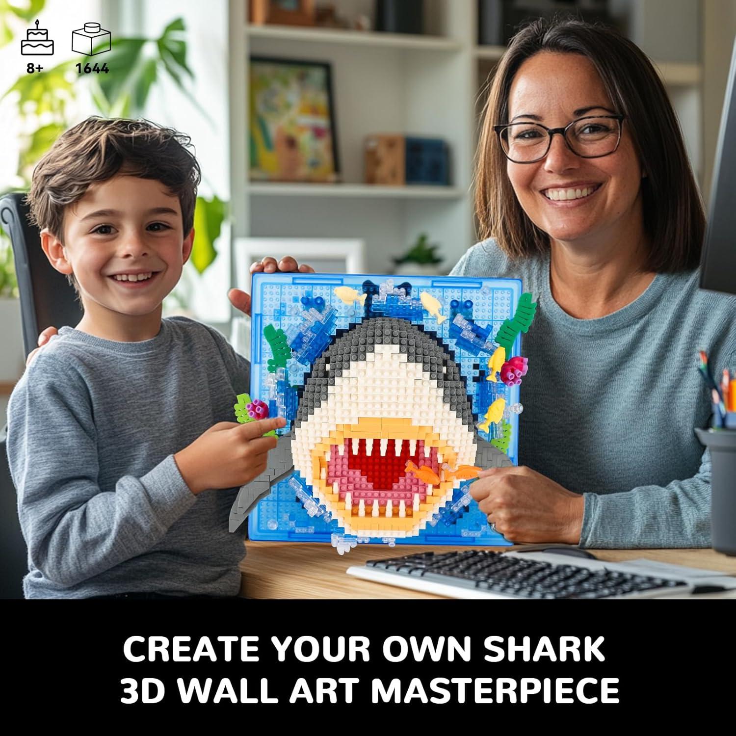 Juego de Bloques de Construcción 3D Tiburón BseSparklion 1644 PCS