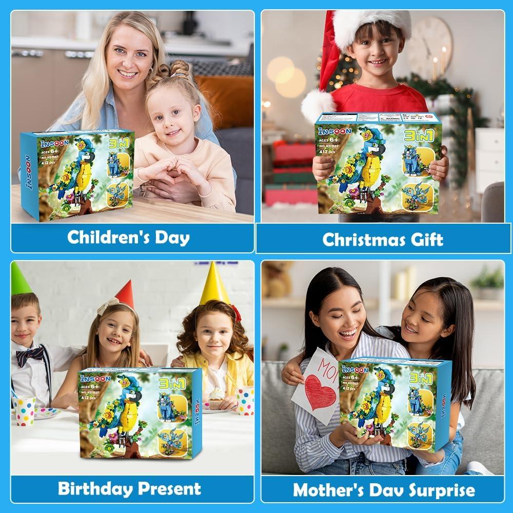 Set de Construcción de Animales 3 en 1 INSOON - 412 Piezas