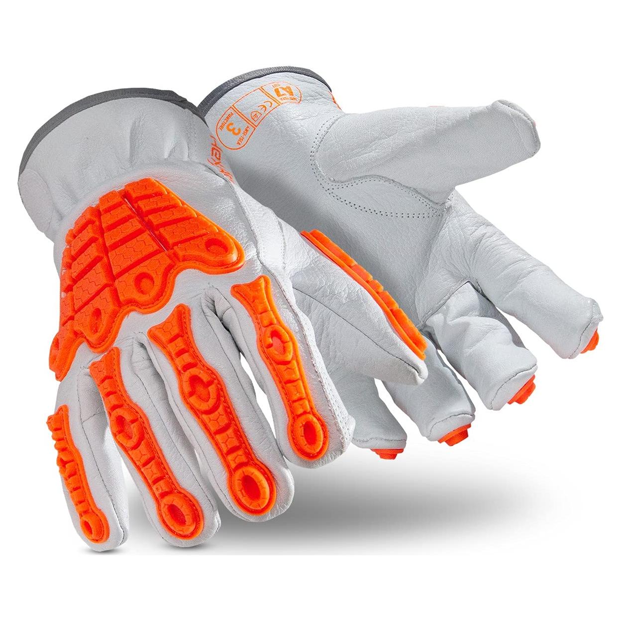 Guantes de Trabajo HexArmor 4067 Cuero A7 Impacto Naranja