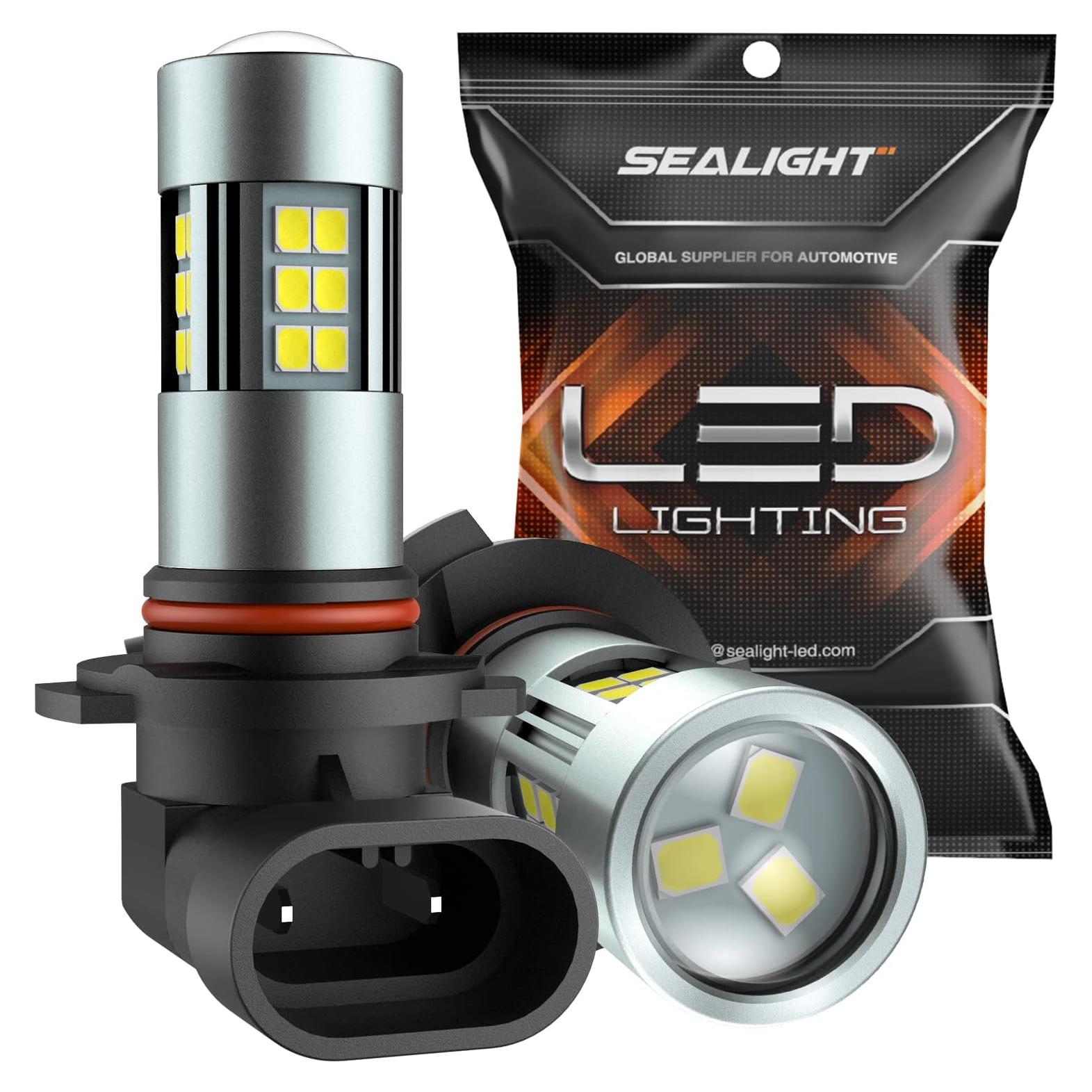SEALIGHT H10/9145/9140 LED Fog Light Bulbs, 6000K Xenon White, 27 SMD Chips, 360-degree Illumination, Non-polarity, Pack of 2