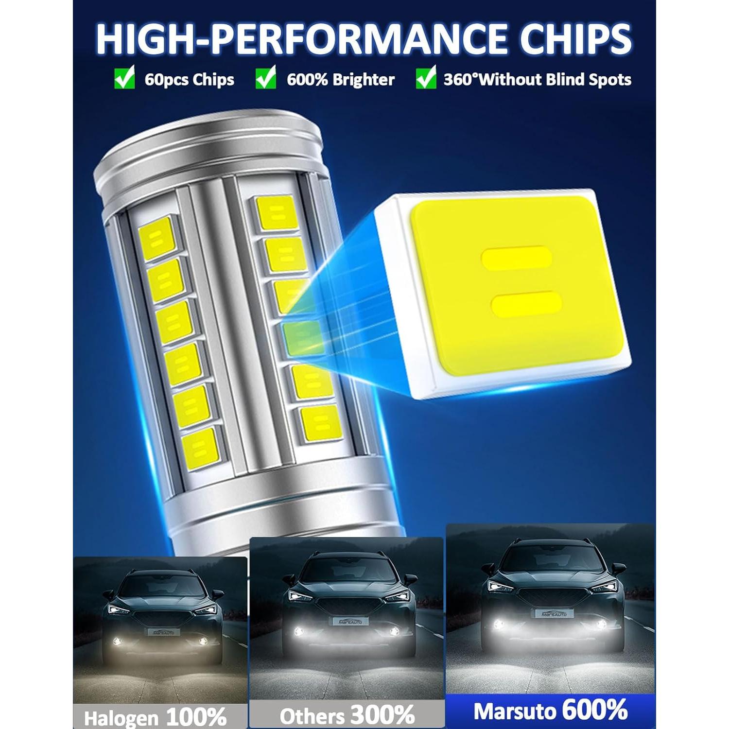 Bombillas de luz de niebla LED Marsauto H11 H8 H16 12000LM