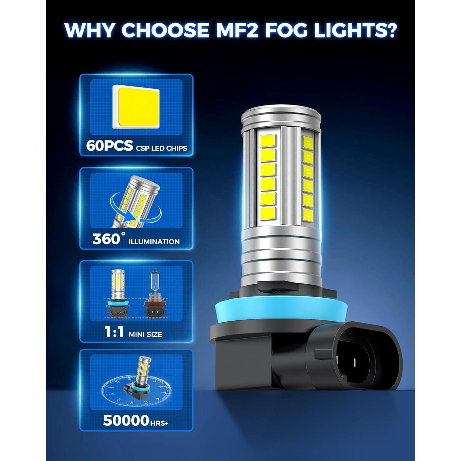 Bombillas de luz de niebla LED Marsauto H11 H8 H16 12000LM