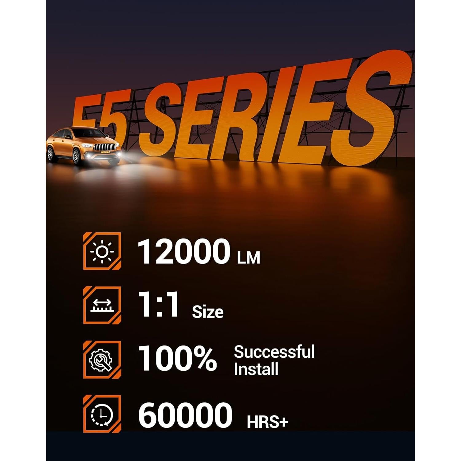 Bombillas LED de Luz de Niebla SEALIGHT H11 F5 12000 Lúmenes 6500K