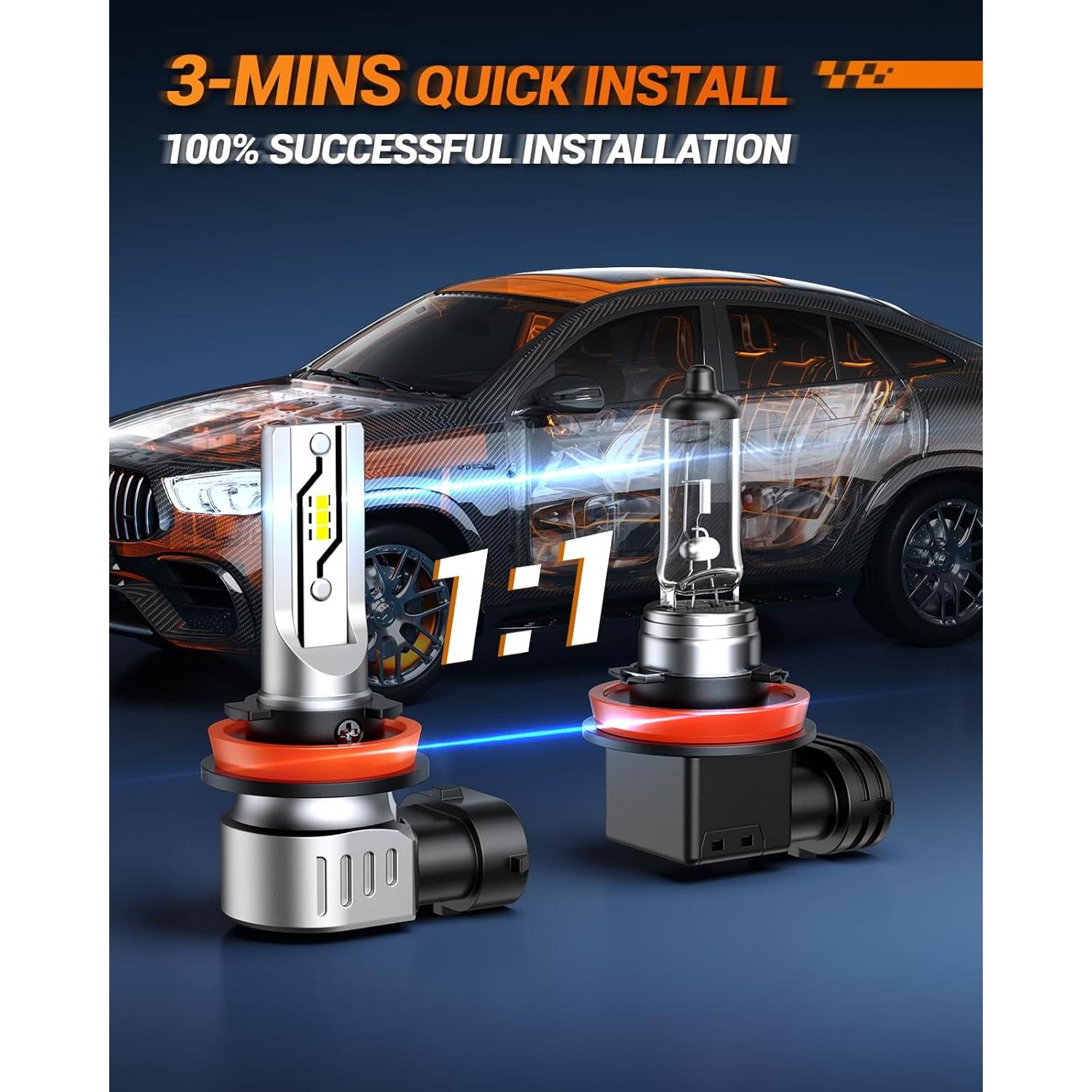 Bombillas LED de Luz de Niebla SEALIGHT H11 F5 12000 Lúmenes 6500K