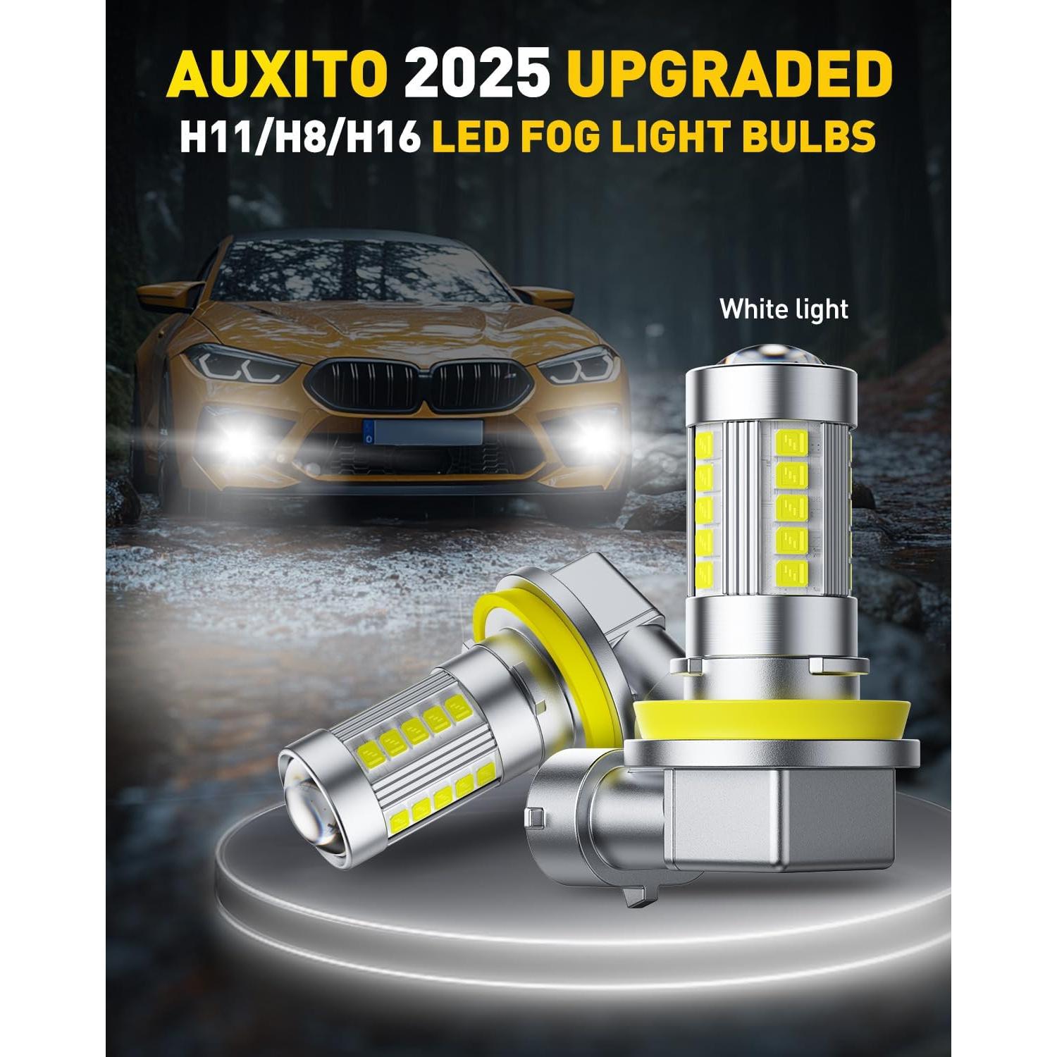 Bombillas de Niebla LED AUXITO H11/H8 6500K Blanco Frío (Paquete de 2)