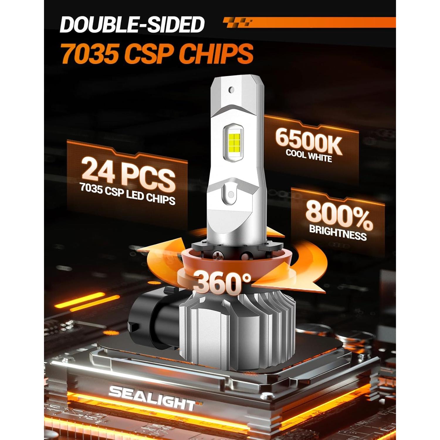 Bombillas LED de Luz de Niebla SEALIGHT H11 H16 H8 18000LM