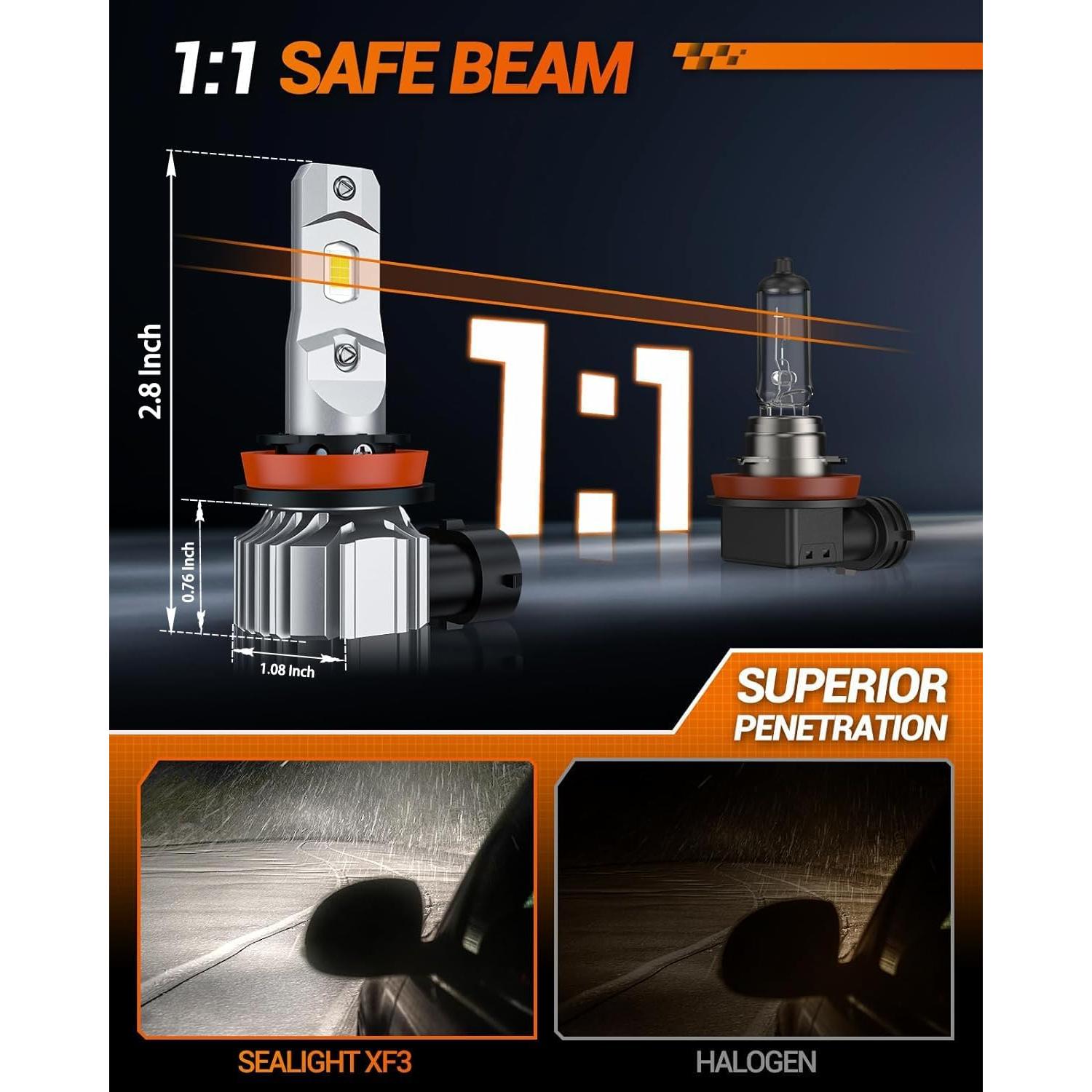 Bombillas LED de Luz de Niebla SEALIGHT H11 H16 H8 18000LM