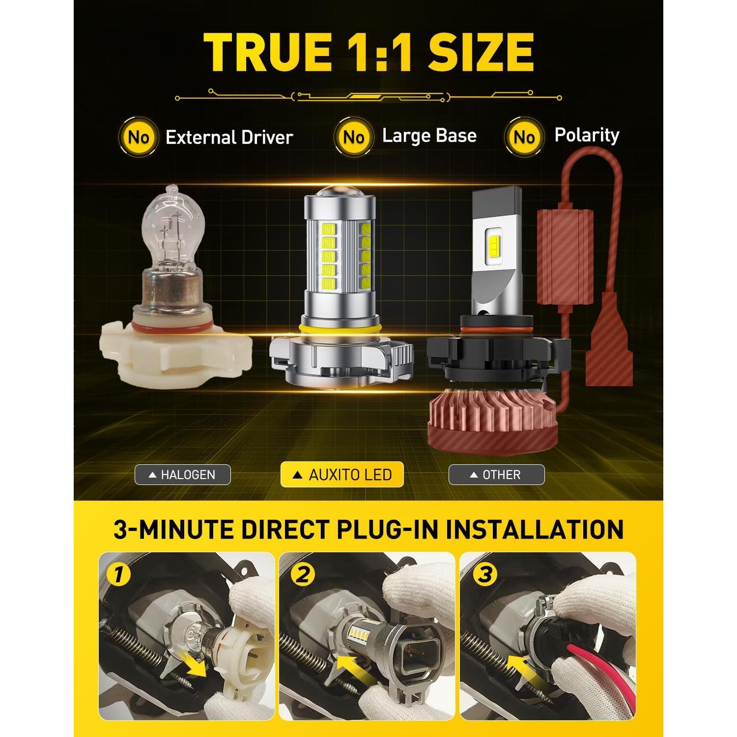 Bombillas LED AUXITO 5202 Luz de Niebla 3600 Lúmenes 6500K