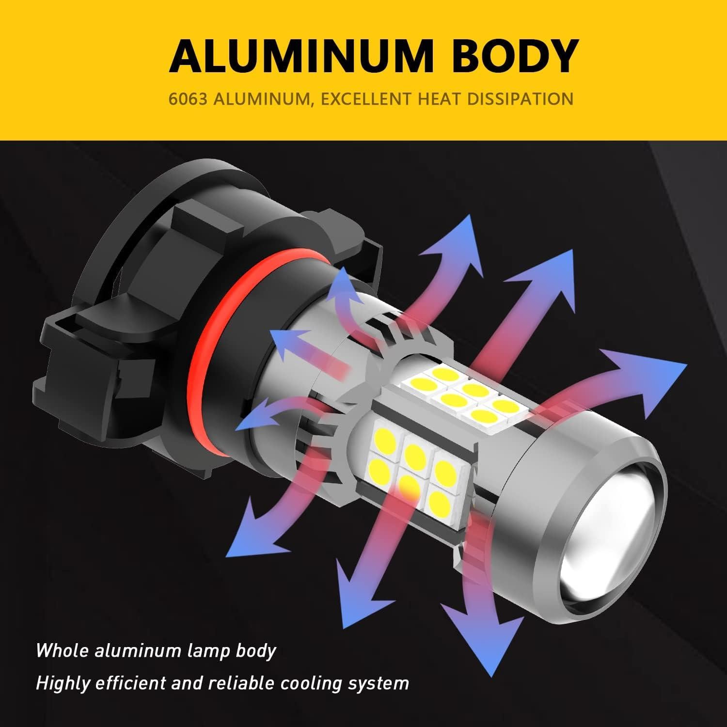 Bombillas LED de Niebla PHINLION PSX24W 3200 Lúmenes 6000K