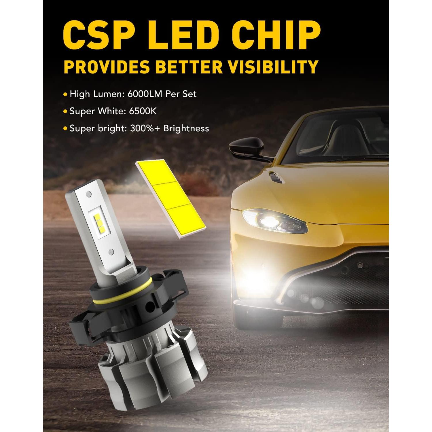 Bombillas LED de Niebla AUXITO 5202 6000LM 6500K Blanco Frío