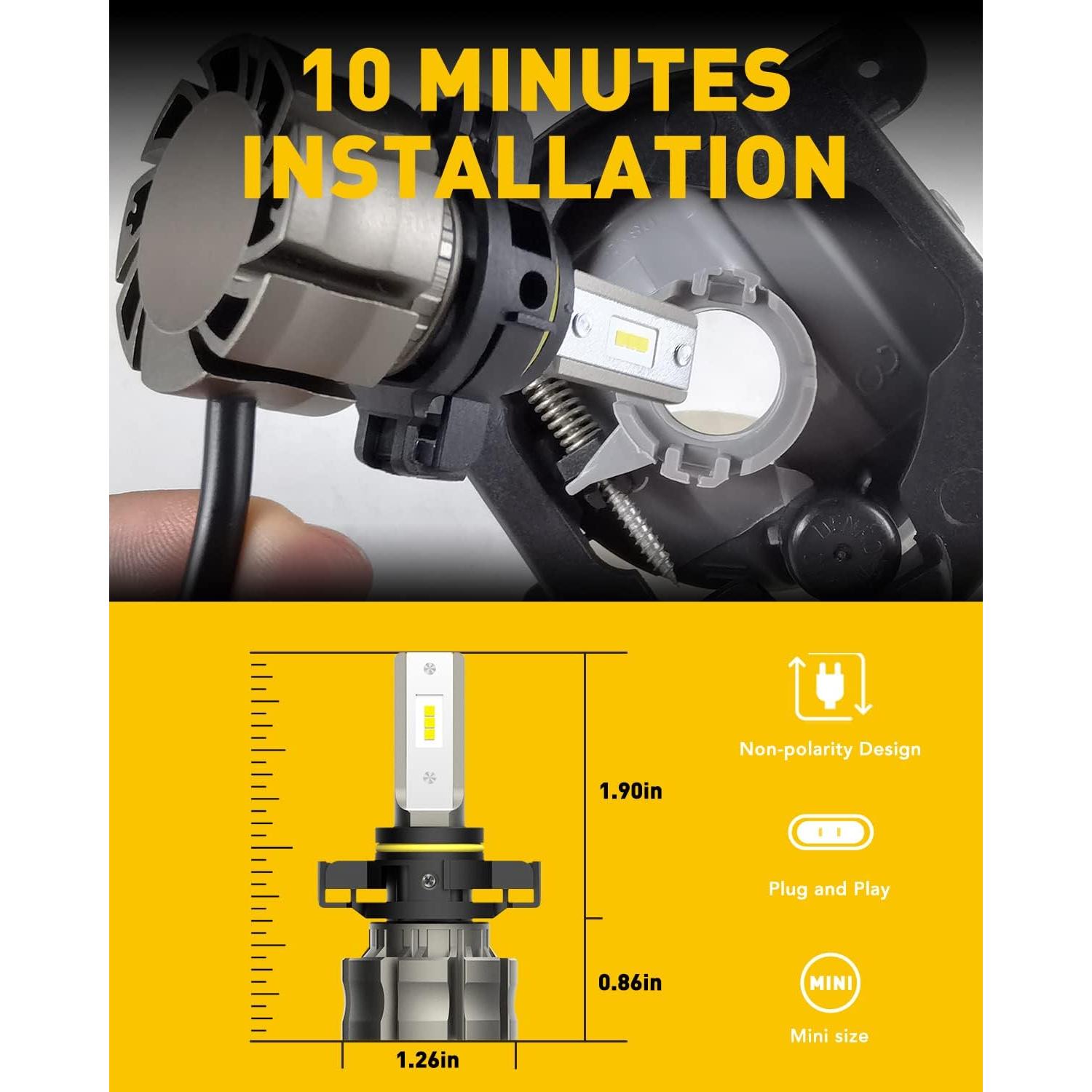 Bombillas LED de Niebla AUXITO 5202 6000LM 6500K Blanco Frío