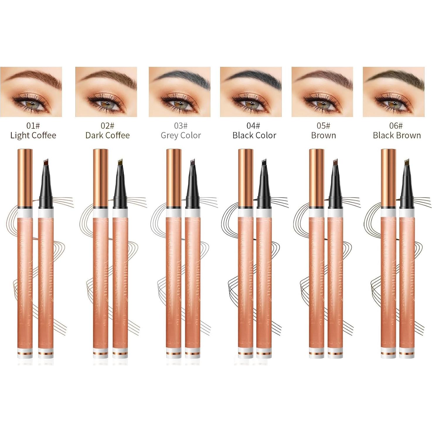 Lápiz de Cejas 4 Puntas Yulinlon Marrón Oscuro Impermeable