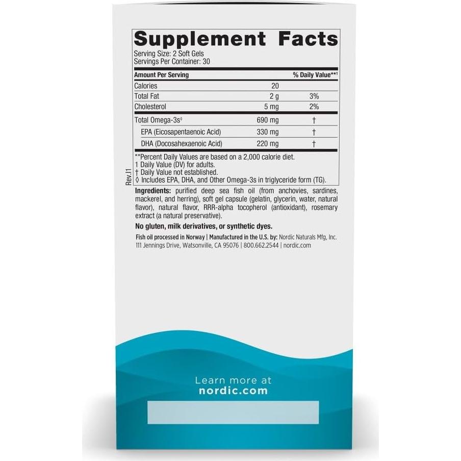 Omega-3 Nordic Naturals 60 Gelatinas Blandas Limón 690 mg