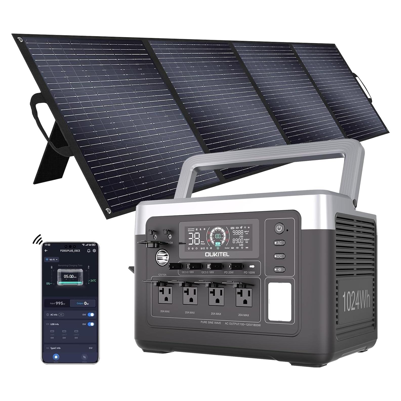 Estación de Energía OUKITEL P1000 Plus 1800W con Panel Solar 200W