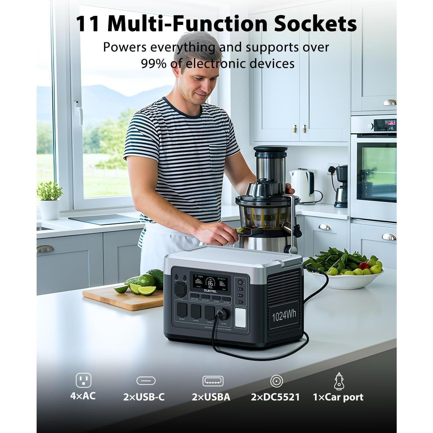 Estación de Energía OUKITEL P1000 Plus 1800W con Panel Solar 200W