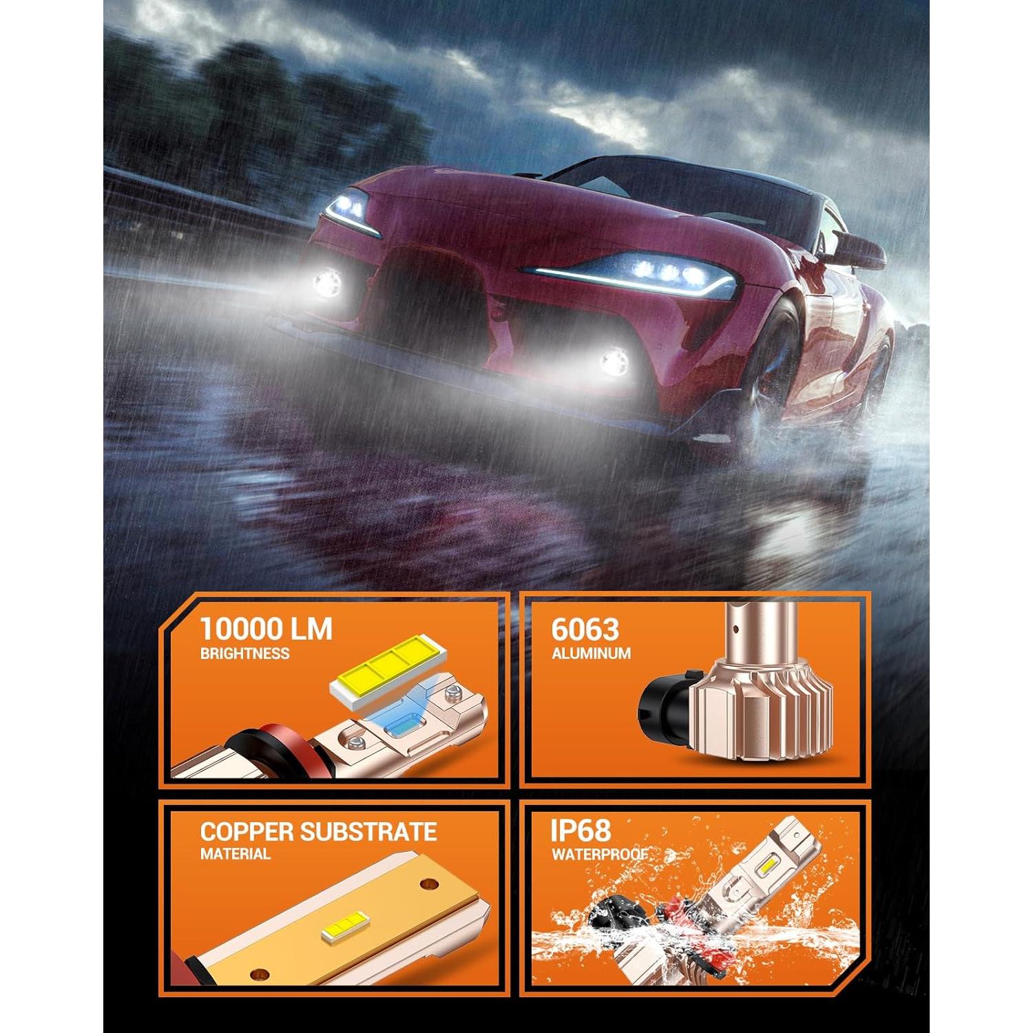 Bombillas LED de Niebla SEALIGHT H11 14000LM 6500K Blanco Frío