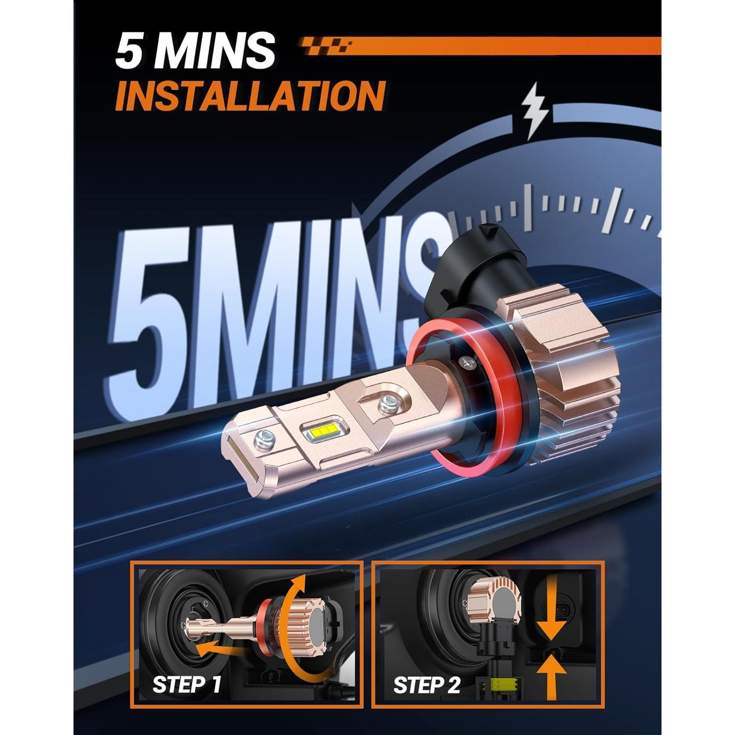 Bombillas LED de Niebla SEALIGHT H11 14000LM 6500K Blanco Frío