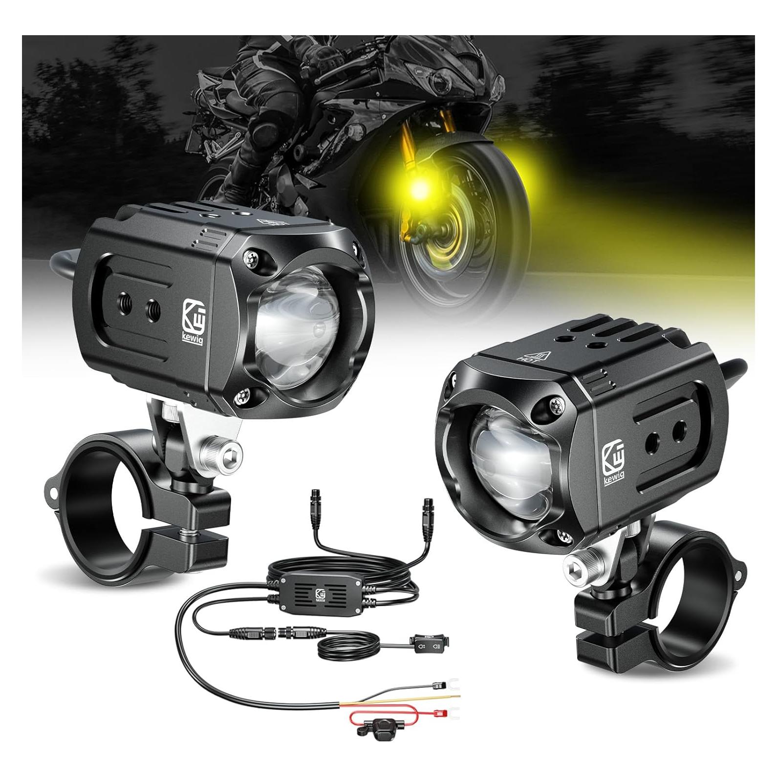 Kit de Luz LED Auxiliar Kewig 60W para Motocicleta Negro