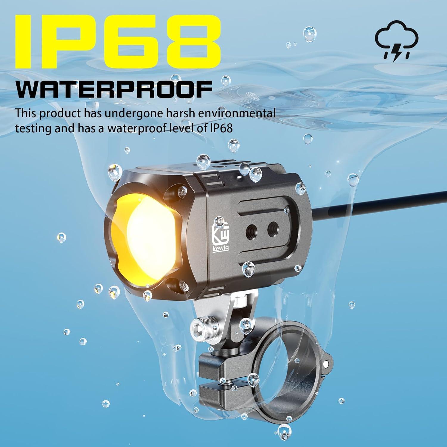 Kit de Luz LED Auxiliar Kewig 60W para Motocicleta Negro